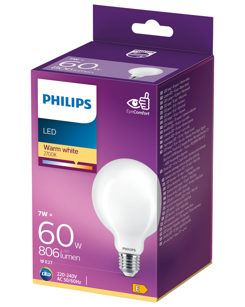 PHILIPS LED-pære filament 7W E27 G93