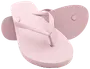 Lyserøde gummiflipflops med teksturerede såler og enkle tåremme. Holdbart, vandafvisende design, velegnet til afslappet brug, strand eller pool. Skridsikker bund.