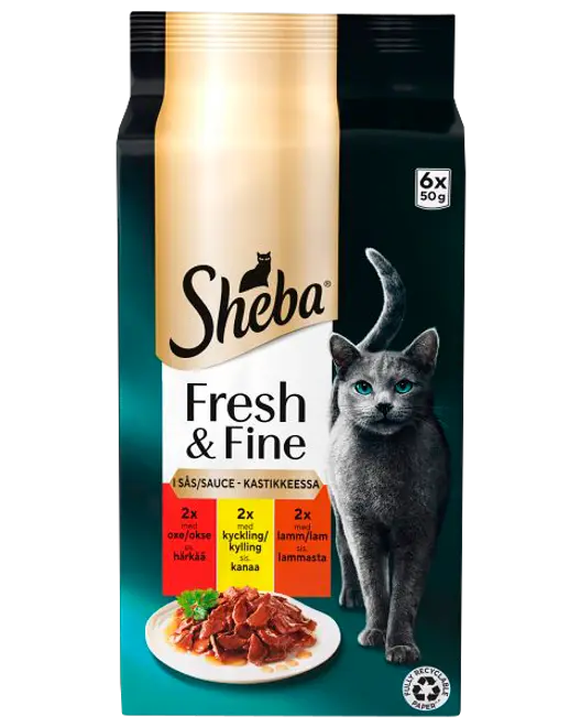 SHEBA Vådfoder 6 x 50 g - Okse, lam og kylling