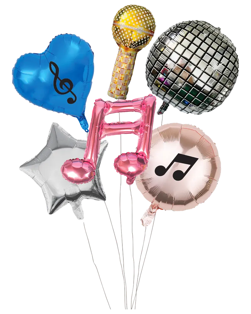 Disco folieballongset 6-pack