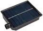 Rektangulært solpanel med sort plastikramme, blå solceller og gevindtilslutning på siden. Kompakt design, velegnet til små solcelledrevne enheder.