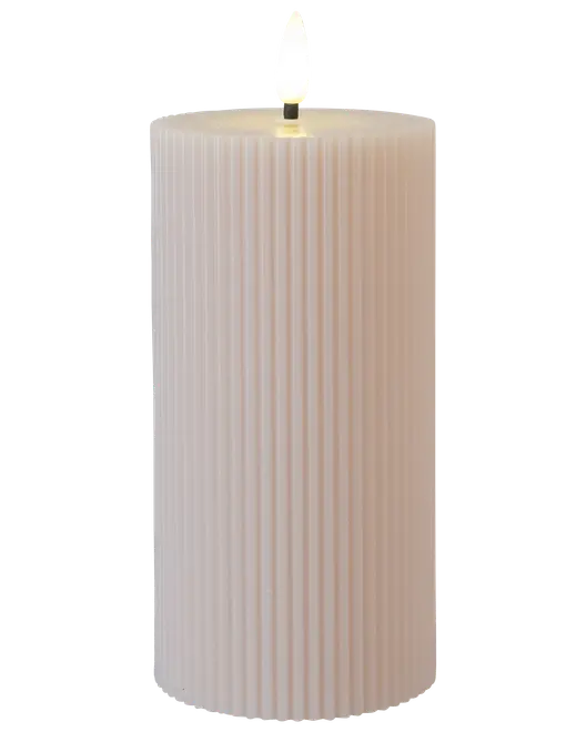 LED-ljus räfflad beige - 3-pack