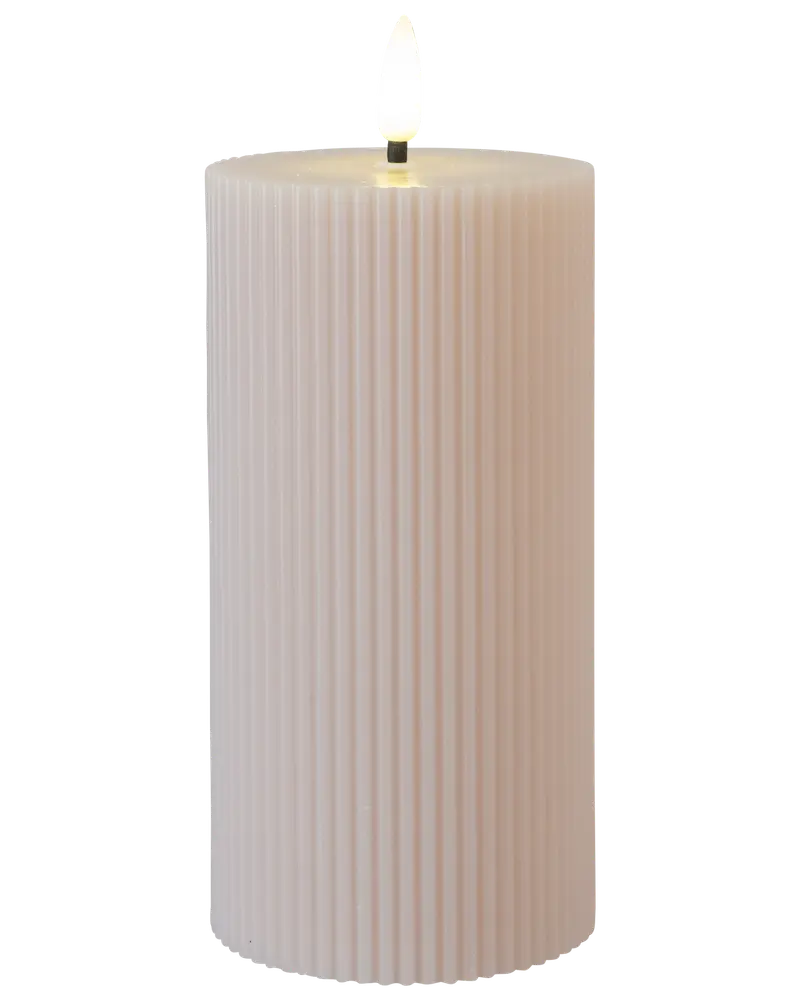 LED-ljus räfflad beige - 3-pack