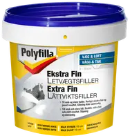 Polyfilla Ekstra Fin Letvægtsfiller, dobbeltpakke med gule og hvide tuber, til væg og loft. Perfekt til små revner og huller, nem at påføre og slibe.