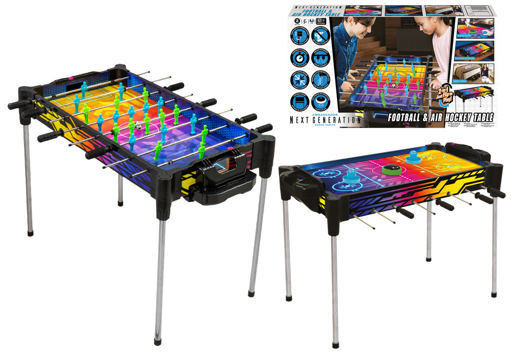 2i1 Spillebord - Bordfodbold & Air hockey