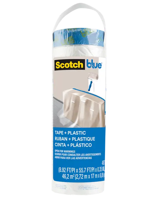 ScotchBlue™ Afdækningsplast Refill med tape – 2,72 x 17 meter