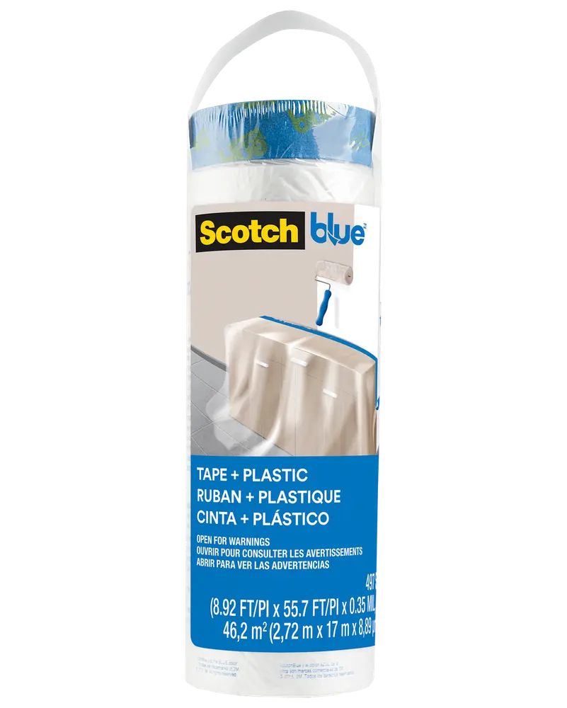 ScotchBlue™ Afdækningsplast Refill med tape – 2,72 x 17 meter