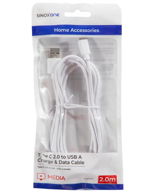 Sinox usb-c kabel vit 2 m