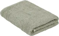 Vikt beige badhandduk av mjuk, absorberande bomullsfrotté. Enkel design utan mönster eller dekorationer, passar för dagligt bruk i badrummet.