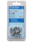 Bræddebolt + møtrik M6 x 20 mm 6-pak