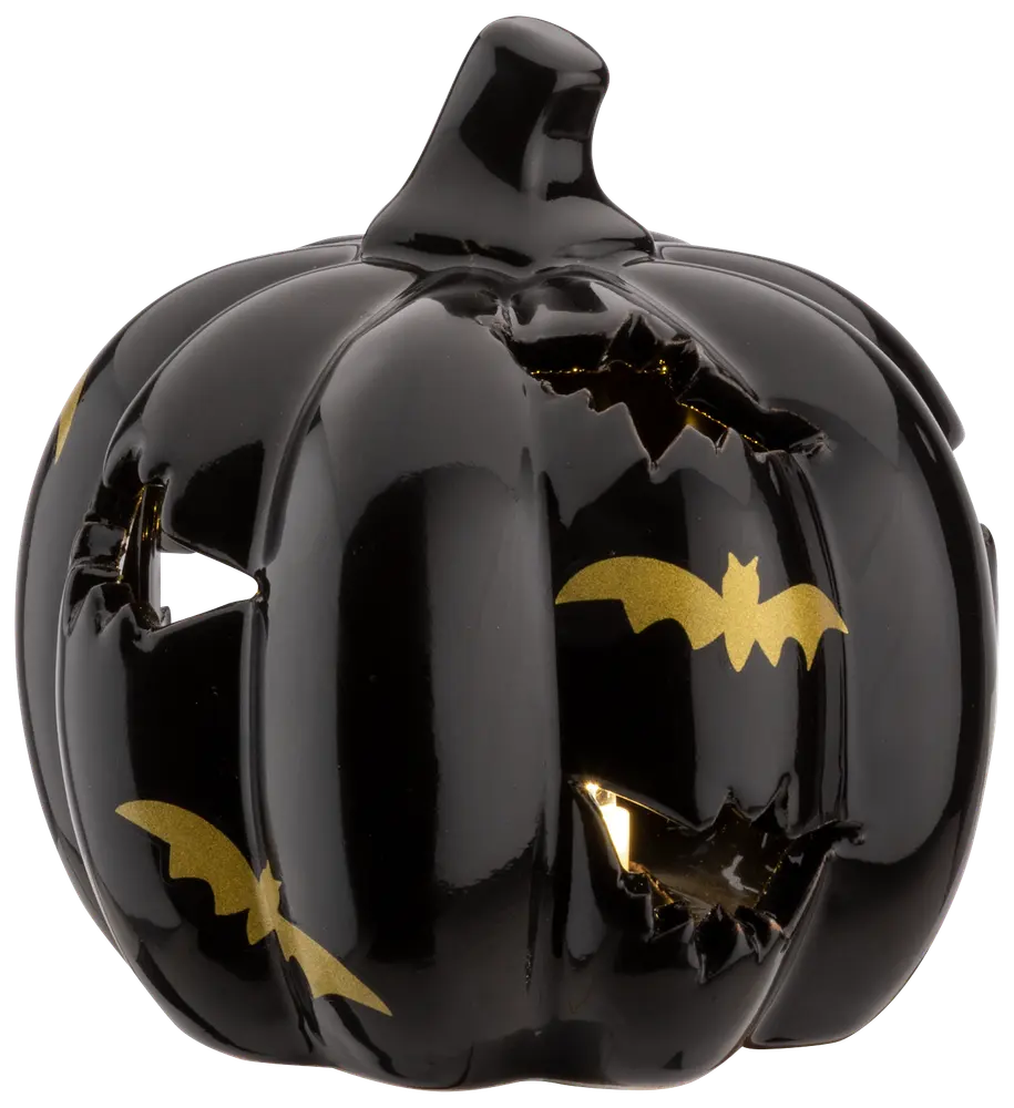 Pumpa med fladdermöss och LED - Ø9 cm
