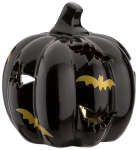 Pumpa med fladdermöss och LED - Ø9 cm