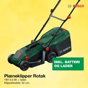 Bosch plæneklipper med græsopsamler i grøn og sort