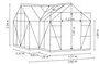 Växthus med vinklat tak, stor dörr (1,22m x 1,91m), totala mått 3,83m x 2,54m x 1,60m. Metallram, perfekt för odling och växtskydd.