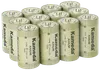 Förpackning med tolv Kameda alkaliska C-batterier, 1,5V styck, cylindrisk form med metallfinish, passar till olika elektroniska enheter som kräver C-batterier.