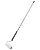 Målarroller med långt, utdragbart metallhandtag och vit skumrulle, perfekt för målning av väggar och tak, ger jämn och slät täckning.