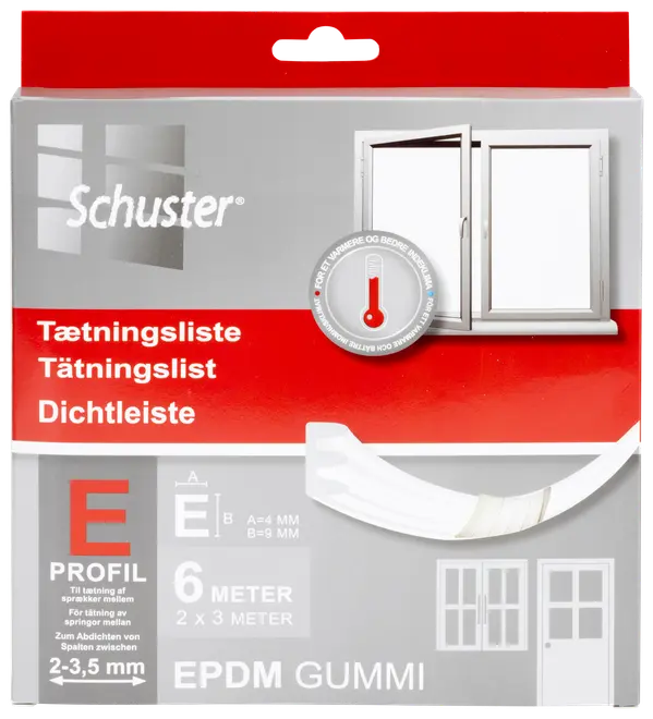 Tætningsliste 6 meter - E 4x10 mm