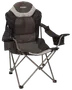 Hopfällbar campingstol med vadderad sits och ryggstöd, nät-huvudstöd, robust metallram samt armstöd med inbyggda mugghållare. Lämplig för utomhusbruk och enkel att bära.