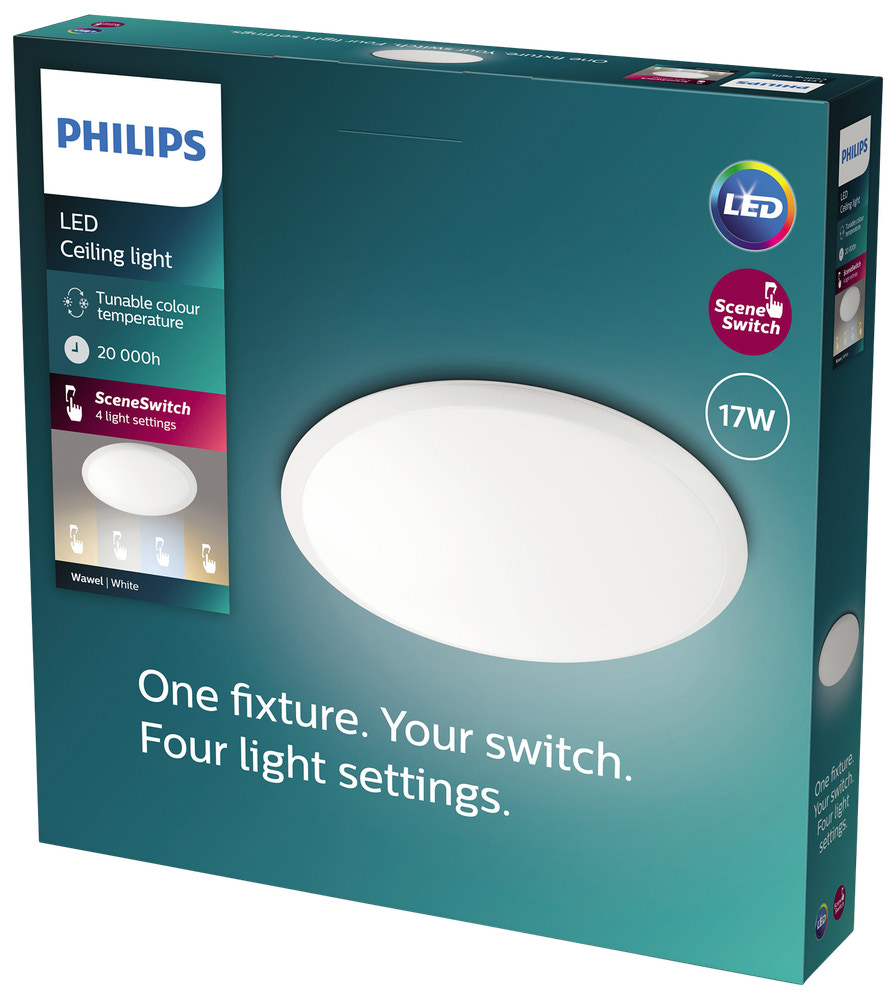 PHILIPS Plafond SceneSwitch 3-trin Ø35cm 17W - hvid