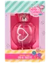 Lyserød hjerteformet parfume med teksten 'Candy Explosion Glazed Sugar Eau de Toilette', egnet til børn fra 6 år, pakket i farverig æske med sliktema og slikkepinde.