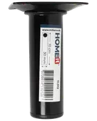 Sort metal møbelben, 10 cm højde, 30 mm diameter, rund form med monteringsplade øverst. Veleg s til borde eller skabe. Med stregkode og produktmærkat.