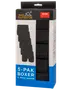 Pakke med fem sorte herreboxershorts, pænt foldet i en rektangulær æske med vindue. Mærket "360 Outdoor 5-Pak Boxer" til komfort og daglig brug.