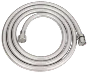 Flexibel duschslang i rostfritt stål med två metallkopplingar. Passar de flesta handduschar. Hållbar, böjlig och enkel att installera i badrum.