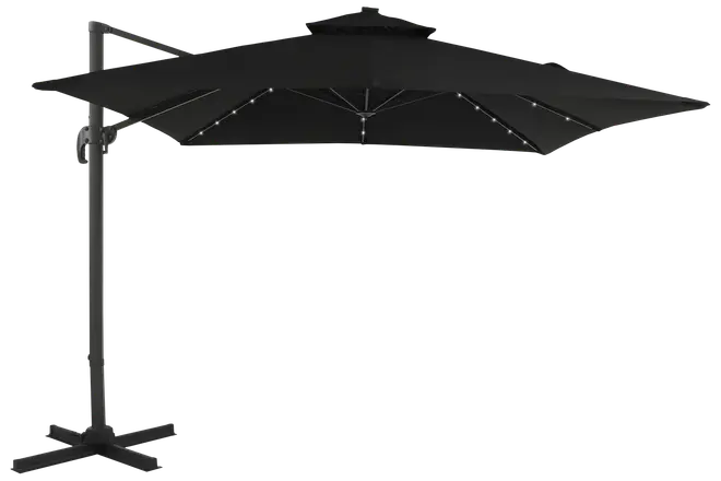 Hängande parasoll med solcellsbelysning Ø3 m