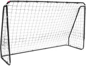 Fodboldmål i fuld størrelse med robust sort metalramme og holdbart net. Velegnet til udendørs brug, nemt at samle, ideelt til træning og leg.