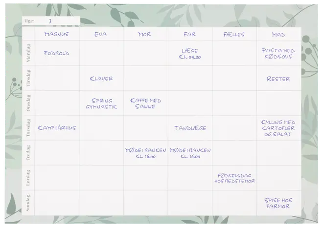 Organize Familieugekalender A3 - ass. varianter