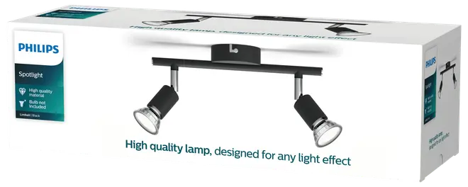 PHILIPS Spotlampe Limbali GU10 2 spot - sort