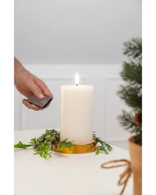 LED-blockljus 3D-flamma fjärrkontroll - H. 12,5 cm