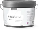 SagaColor SagaBasic Finsparkel, 3 liters plastspand med hank. Til meget høj overfladefinish på vægge og lofter. Hvid overflade, dansk tekst, til indendørs opgaver.