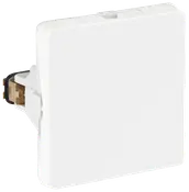 Hvidt, firkantet blinddæksel til væg, med glat overflade. Bruges til at dække ubenyttede el-udtag eller afbryderpladser i modulopbygget el-installation.