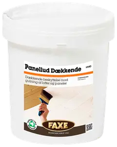 FAXE Panellud Dækkende, hvid, 2,5L spand. Dækkende beskyttelse mod gulning af lofter og paneler. Til indendørs brug, let at påføre med pensel.