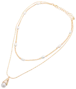 Halskæde med perler - guld
