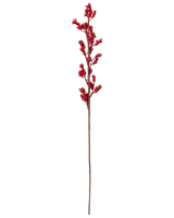 Konstgjord röd bärkvist med flera klasar på lång brun stjälk. Perfekt för säsongsdekorationer. Realistisk design och hållbart material för vaser eller arrangemang.