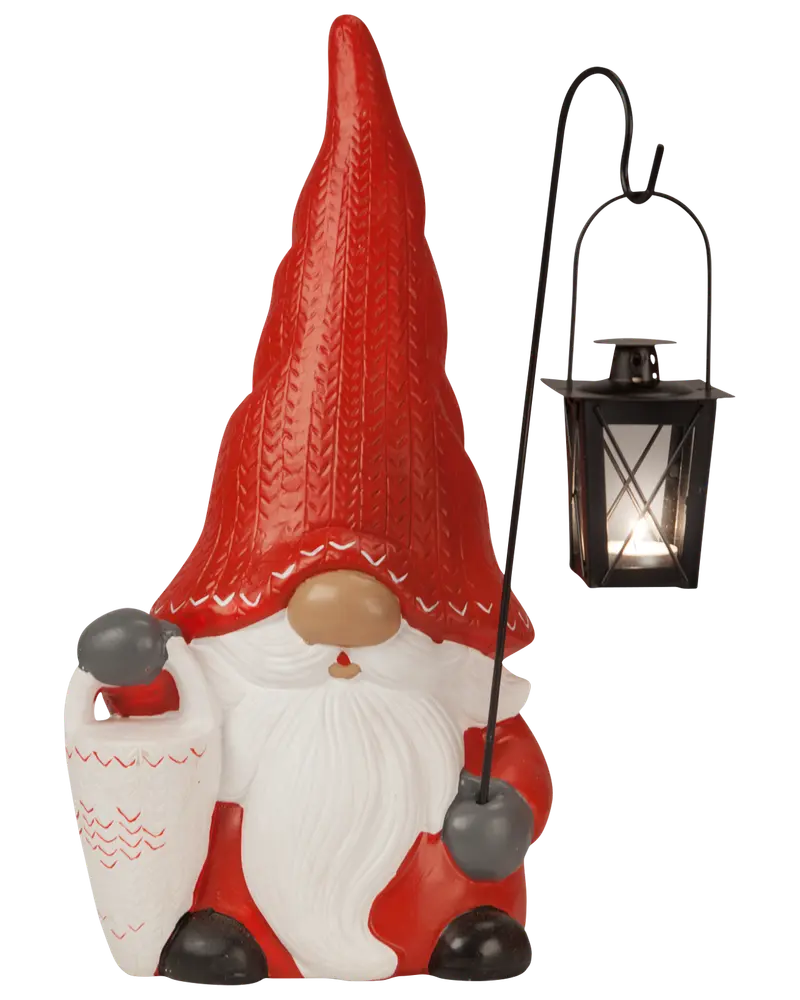 Keramiktomte med lykta 50 cm