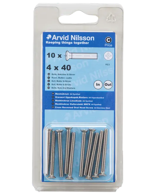 MASKINSKRUV A4 LH M4X40 10 ST