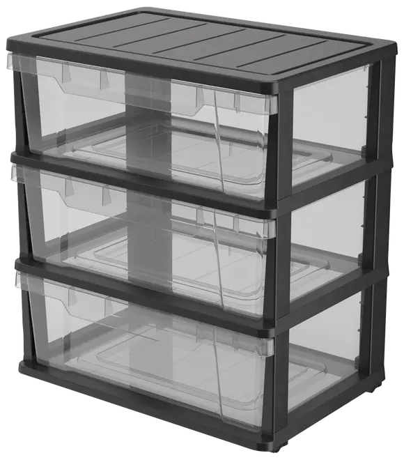 Förvaringsvagn med 3 lådor och hjul