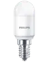 Philips LED-lampa med vit kupol, kompakt form och liten skruvsockel.