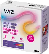 WiZ Smart Neon Flex Strip, 3 meter (9,8 fod), app- og stemmestyring, formbar, farvegradienter, 16 millioner farver, Wi-Fi-kompatibel, inkluderer SpaceSense-funktion.
