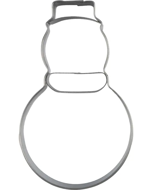 Kageudstikker i metal formet som en snemand med hat og tørklæde. Perfekt til julebagning. Holdbar, nem at rengøre og velegnet til festlige småkager.