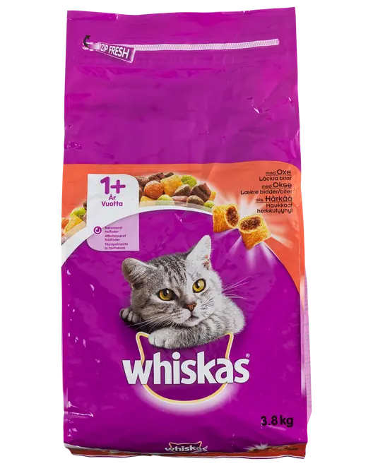 Whiskas torrfoder 1 år+ med nötkött 3,8 kg