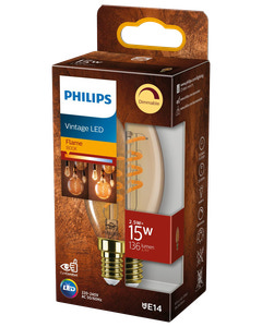 PHILIPS LED-pære 2,5W E14 C35 - flame