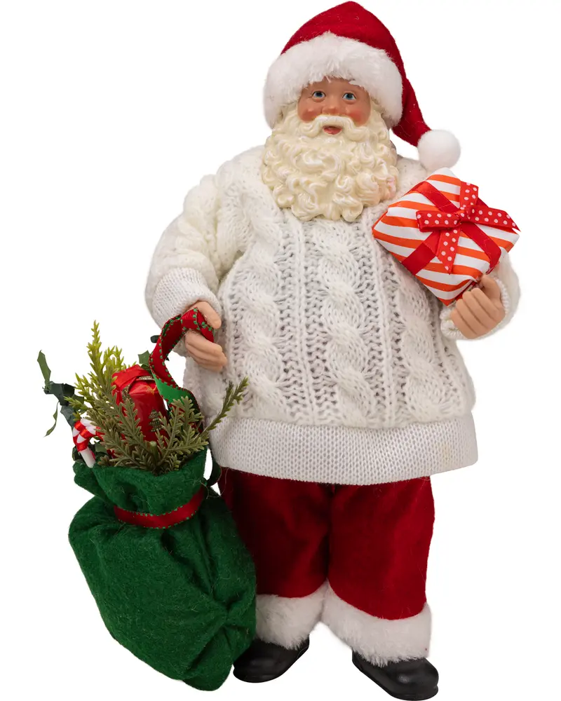 Jultomte med vit tröja 27 cm