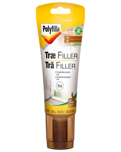 Polyfilla Træ Filler i tube med påføringsspids, velegnet til udfyldning af små huller og revner i træ. Fleksibel, fin finish, til indendørs og udendørs brug.