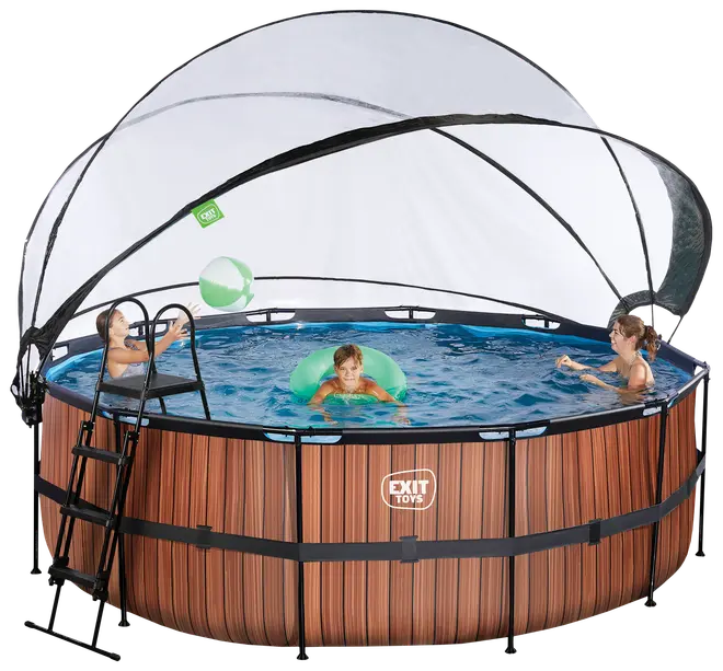 EXIT TOYS Pool Ø427x122cm med pumpe og skærm - Brun
