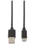 Svart USB-A till USB-C-kabel, passar för laddning och dataöverföring. Har en standard USB-A-kontakt i ena änden och USB-C i andra.