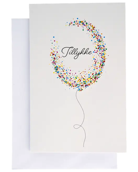 Kort med kuvert 11 x 17 cm - konfettiballon